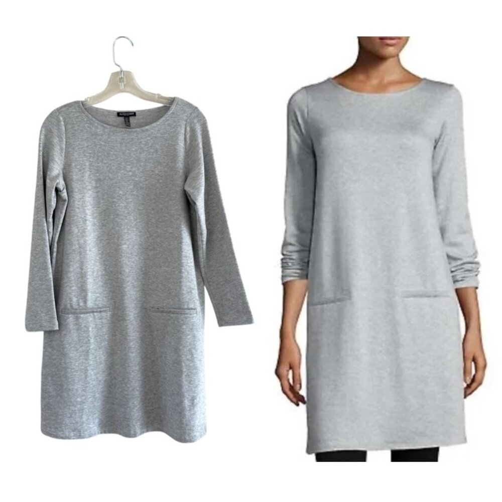 Eileen Fisher Heather Gray Long-Sleeve Midi Dress